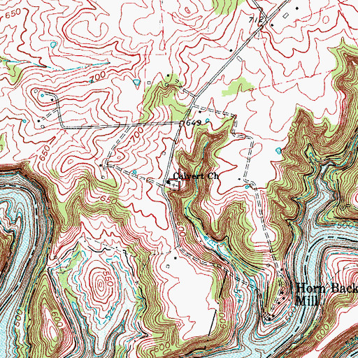 Topographic Map of Calvert Church, KY