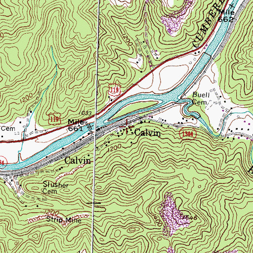 Topographic Map of Calvin, KY