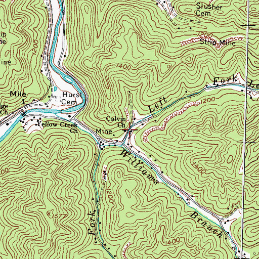 Topographic Map of Calvin Church, KY