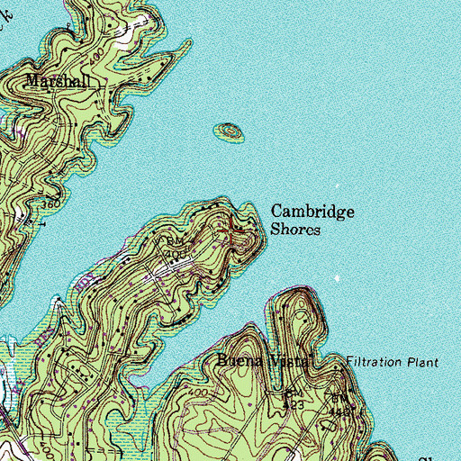 Topographic Map of Cambridge Shores, KY