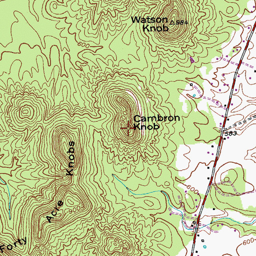 Topographic Map of Cambron Knob, KY