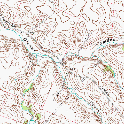 Topographic Map of Camden Creek, KY