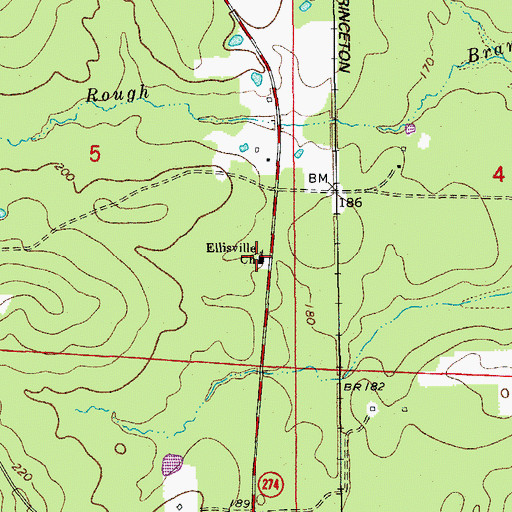 Topographic Map of Ellisville Church, AR