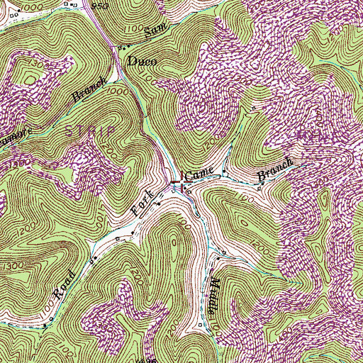 Topographic Map of Came Branch, KY