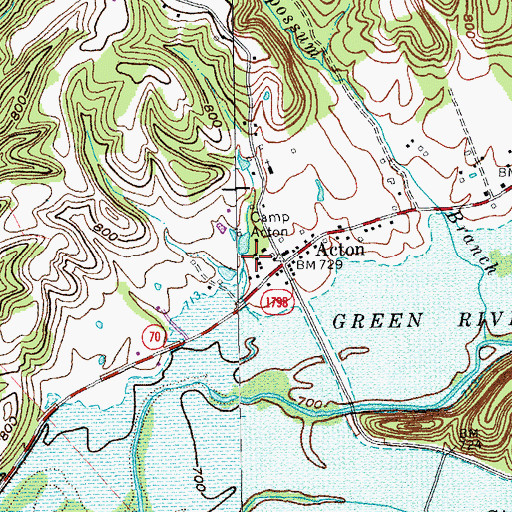 Topographic Map of Camp Acton, KY