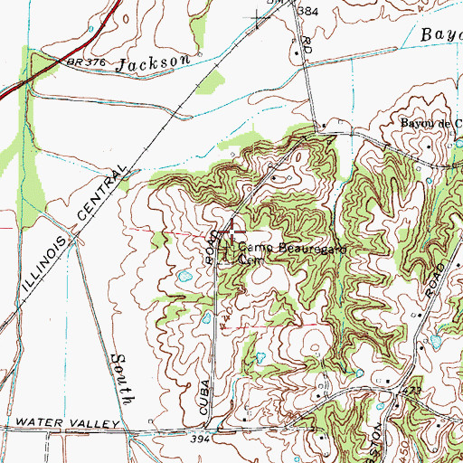 Topographic Map of Camp Beauregard Cemetery, KY