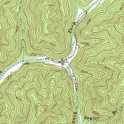 Topographic Map of Camp Branch, KY