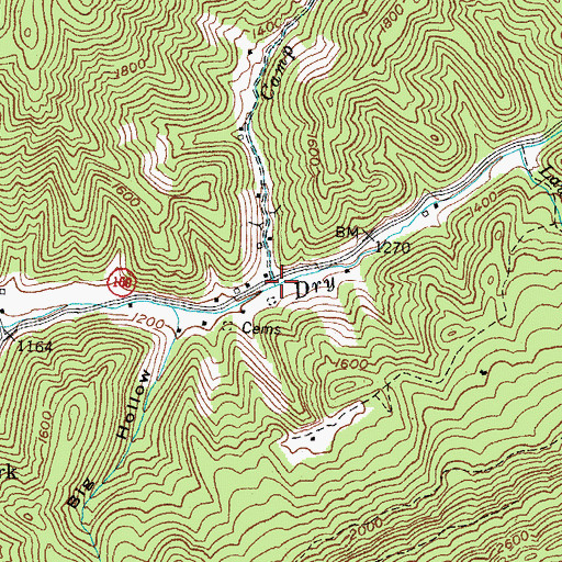Topographic Map of Camp Branch, KY