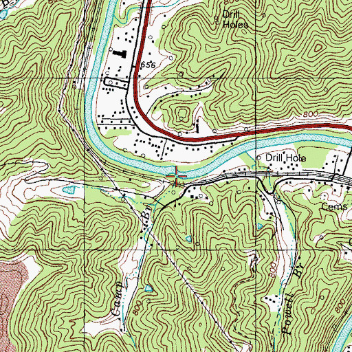 Topographic Map of Camp Branch, KY