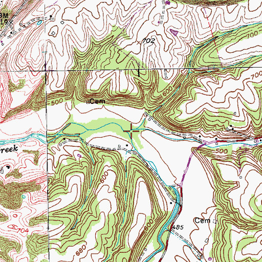 Topographic Map of Camp Branch, KY