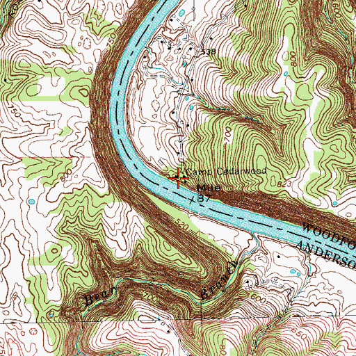 Topographic Map of Camp Cedarwood, KY
