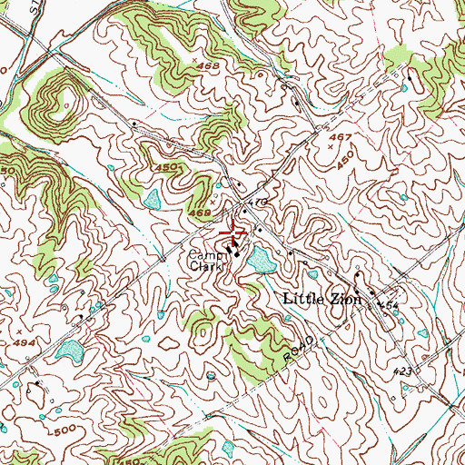 Topographic Map of Camp Clark, KY