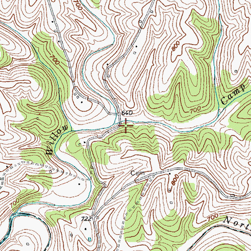 Topographic Map of Camp Creek, KY
