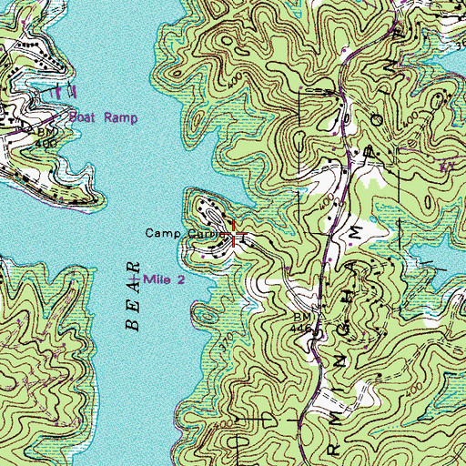 Topographic Map of Camp Currie, KY