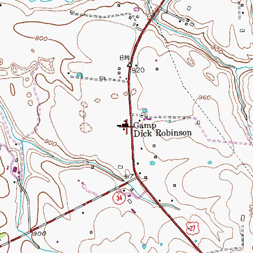 Topographic Map of Camp Dick Robinson, KY
