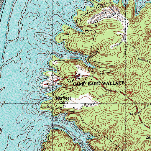 Topographic Map of Camp Earl Wallace, KY