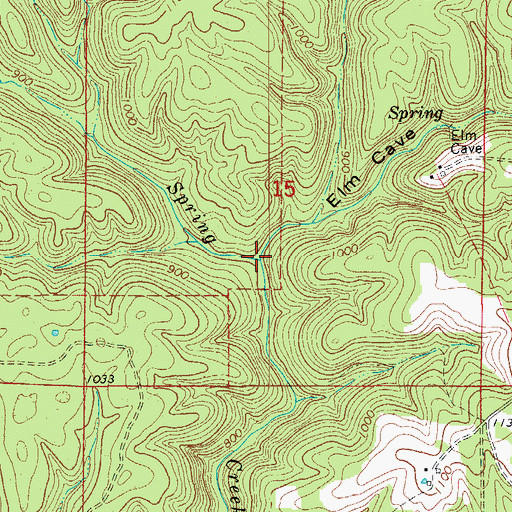 Topographic Map of Elm Cave Hollow, AR