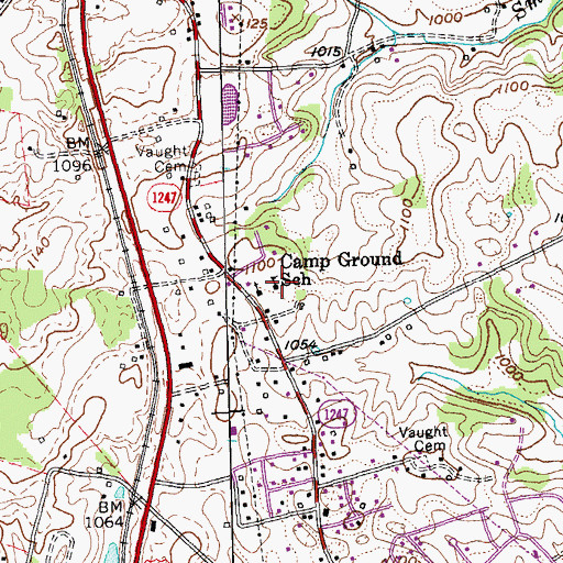 Topographic Map of Camp Ground School, KY