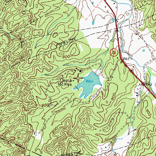 Topographic Map of Camp McKee Boy Scout Reservation, KY