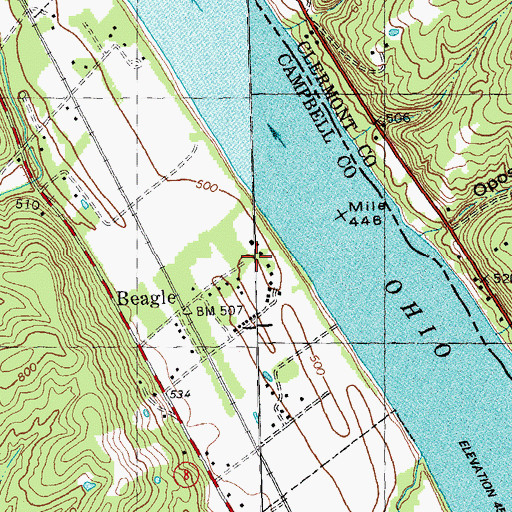 Topographic Map of Camp Meacham, KY