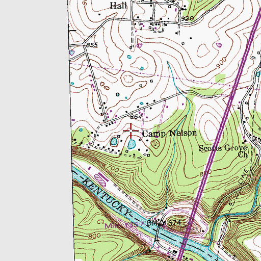Topographic Map of Camp Nelson, KY