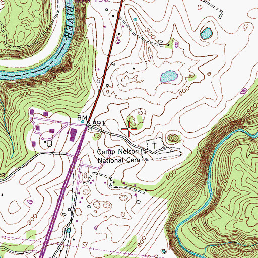 Topographic Map of Camp Nelson National Cemetery, KY