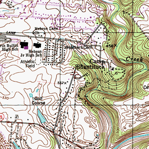 Topographic Map of Camp Shantituck, KY