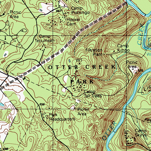 Topographic Map of Camp Tall Trees, KY