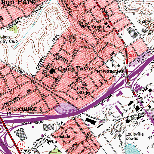 Topographic Map of Camp Taylor, KY