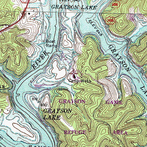 Topographic Map of Camp Webb, KY