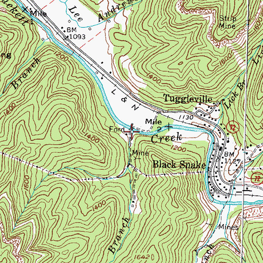 Topographic Map of Campbell Branch, KY