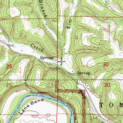 Topographic Map of Elm Hollow, AR
