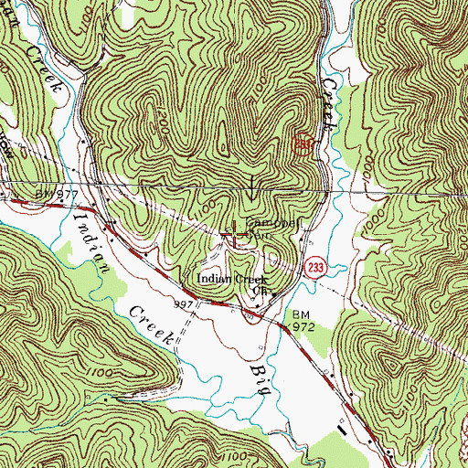 Topographic Map of John W Campbell Cemetery, KY