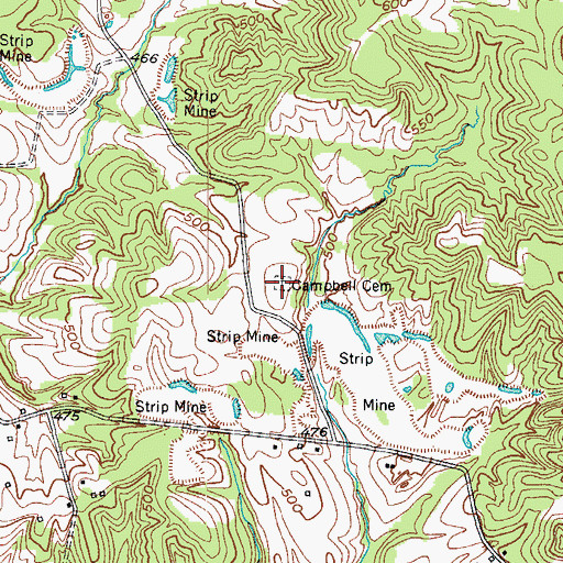 Topographic Map of Campbell Cemetery, KY