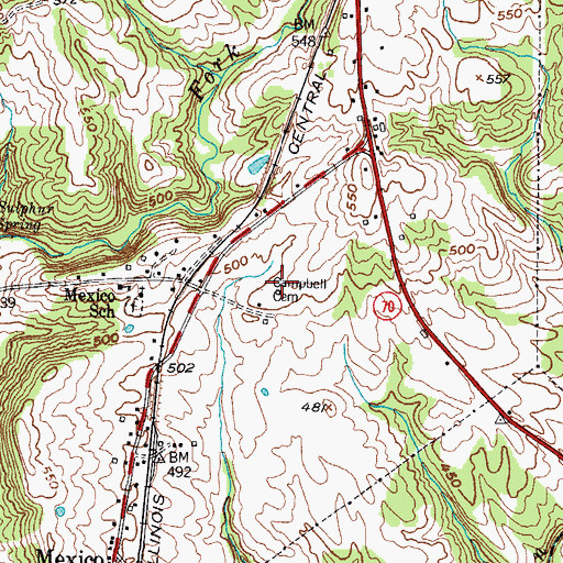 Topographic Map of Campbell Cemetery, KY