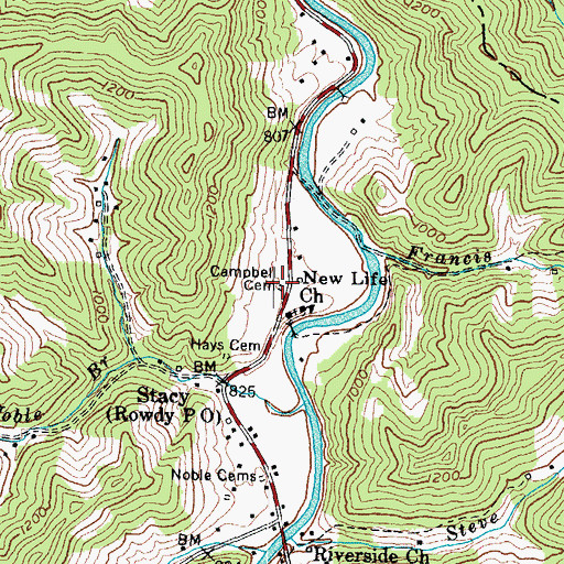 Topographic Map of Campbell Cemetery, KY