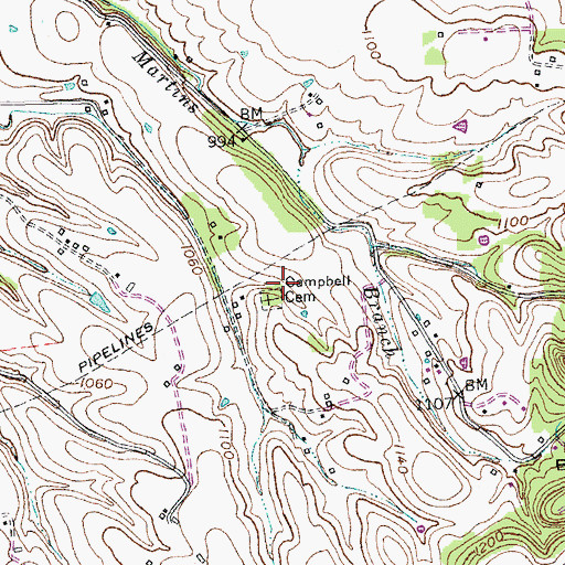 Topographic Map of Campbell Cemetery, KY