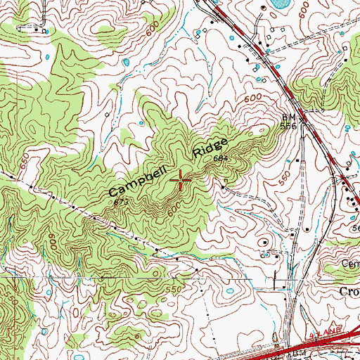 Topographic Map of Campbell Ridge, KY