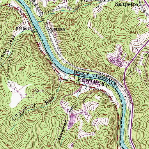 Topographic Map of Campbell Run, KY