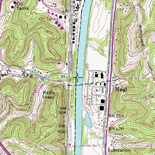 Topographic Map of Campbell Run, KY