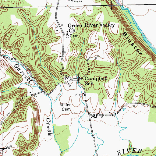 Topographic Map of Campbell School, KY