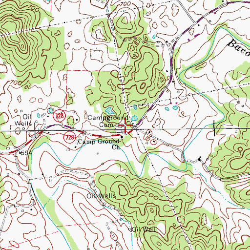 Topographic Map of Campground Cemetery, KY