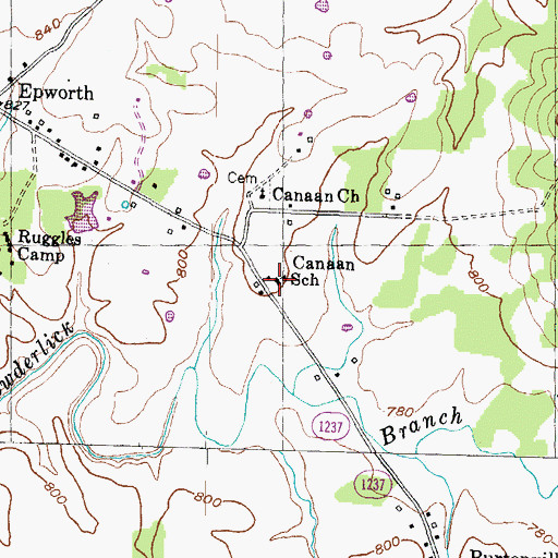 Topographic Map of Canaan School, KY