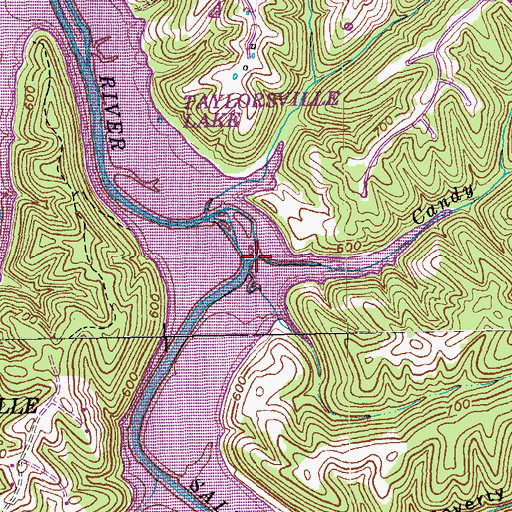 Topographic Map of Candy Branch, KY