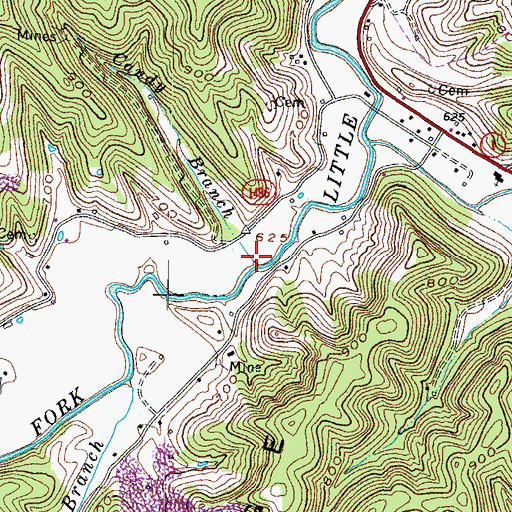 Topographic Map of Candy Branch, KY