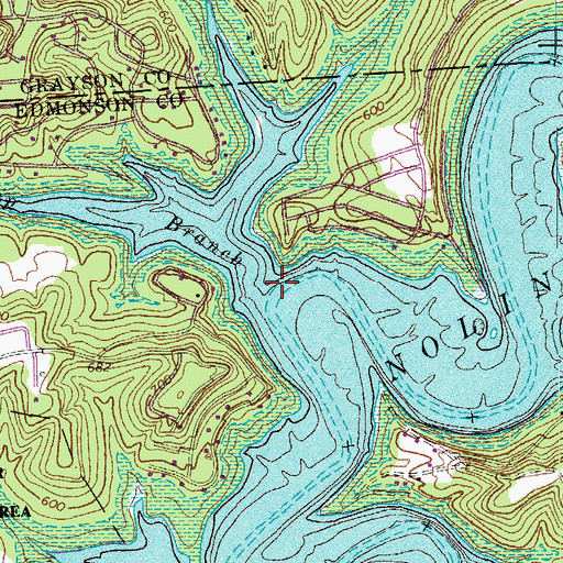 Topographic Map of Cane Camp Branch, KY