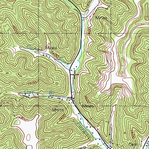 Topographic Map of Cane Fork, KY