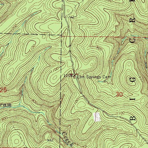 Topographic Map of Elm Springs Cemetery, AR