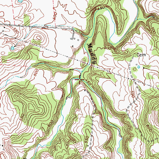 Topographic Map of Cane Ridge Creek, KY
