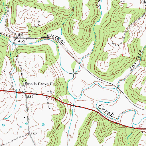 Topographic Map of Cane Run, KY